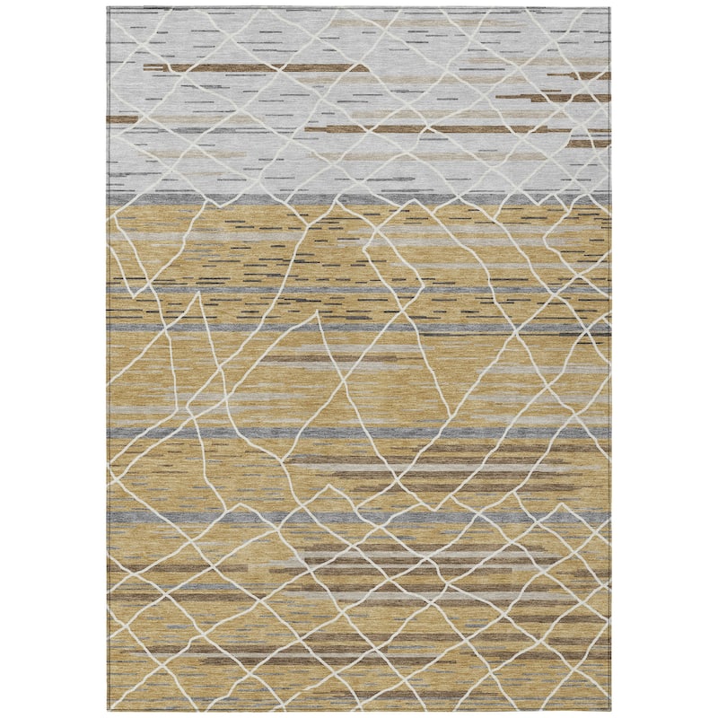 Machine Washable Indoor/ Outdoor Modern Global Chantille Rug