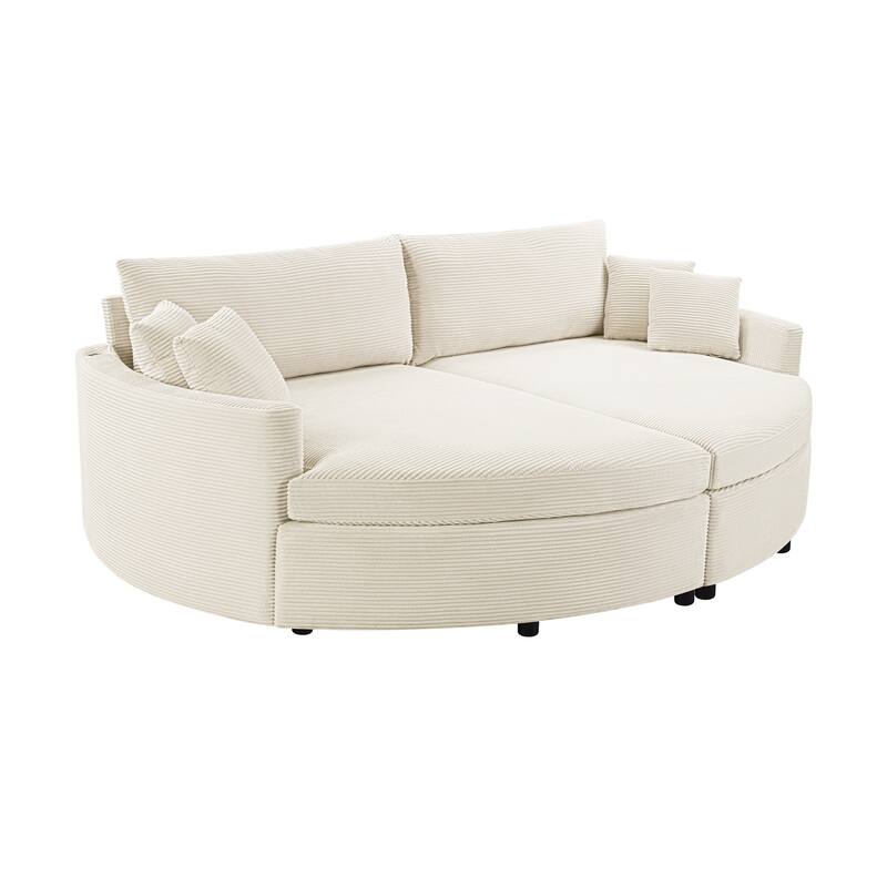 102.3" Oversized Double Chaise Lounge Sofa, Corduroy Upholstered Sleeper Sofa Bed 2 Seat Sofa Loveseat with USB Ports