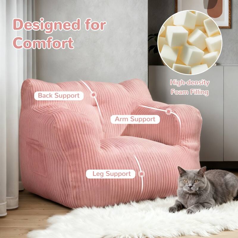 Pamapic Bean Bag Chair, Soft Corduroy Lazy Large Bean Bag Couch