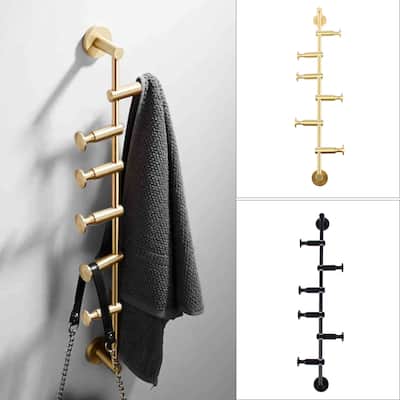 6 Hooks Wall Mount Movable Metal Coat Rack