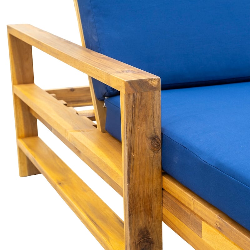 Wood Adjustable Backrest Outdoor Lounge Chair, Suitable for Gardens, Terraces and Poolside Areas