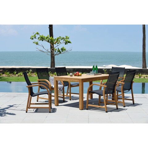 LifestyleGarden 7pc Teak Outdoor Sling Dining Set - 7-Piece
