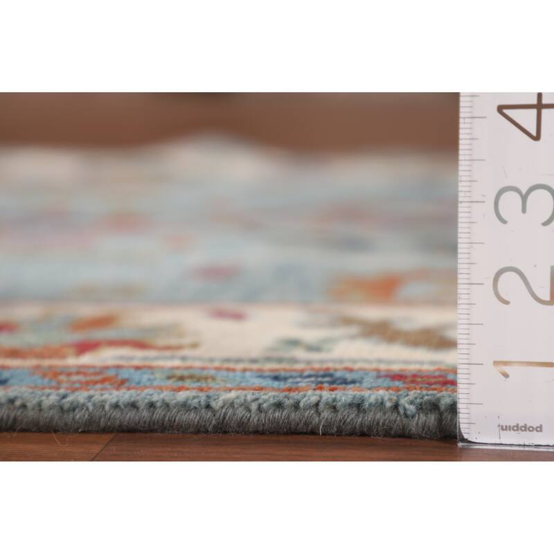 Transitional Blue Oushak Oriental Accent Rug Handmade Wool Carpet - 3'1"x 4'10"