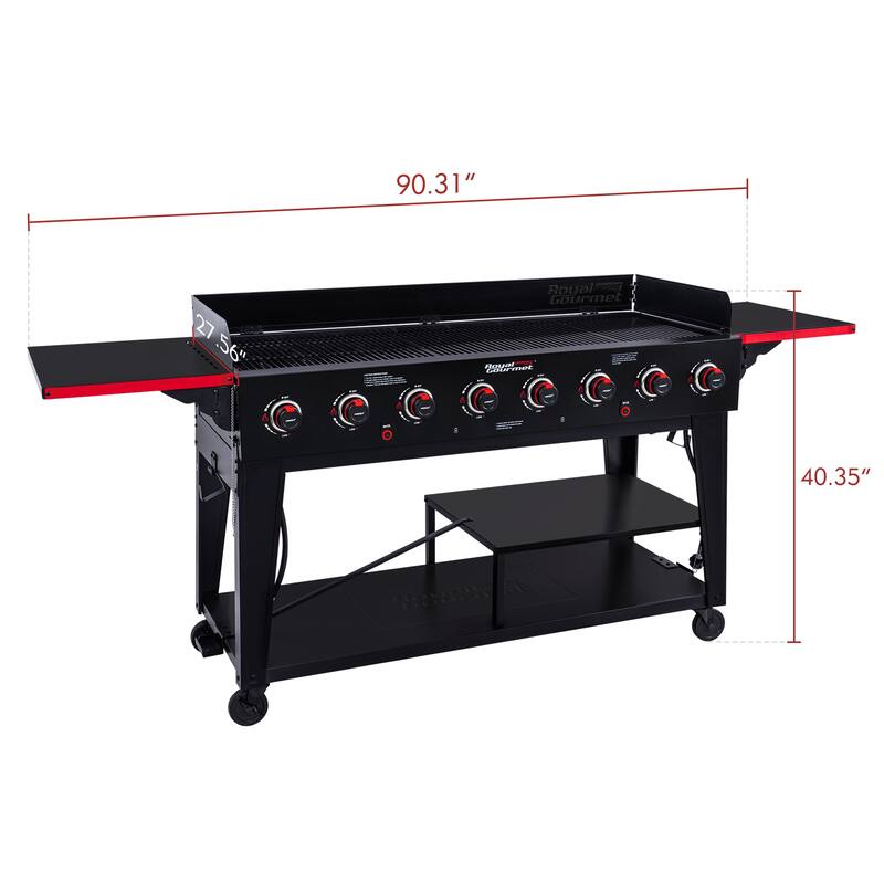 Royal Gourmet 8-Burner Gas Grill, Independently Controlled Dual Systems, Black