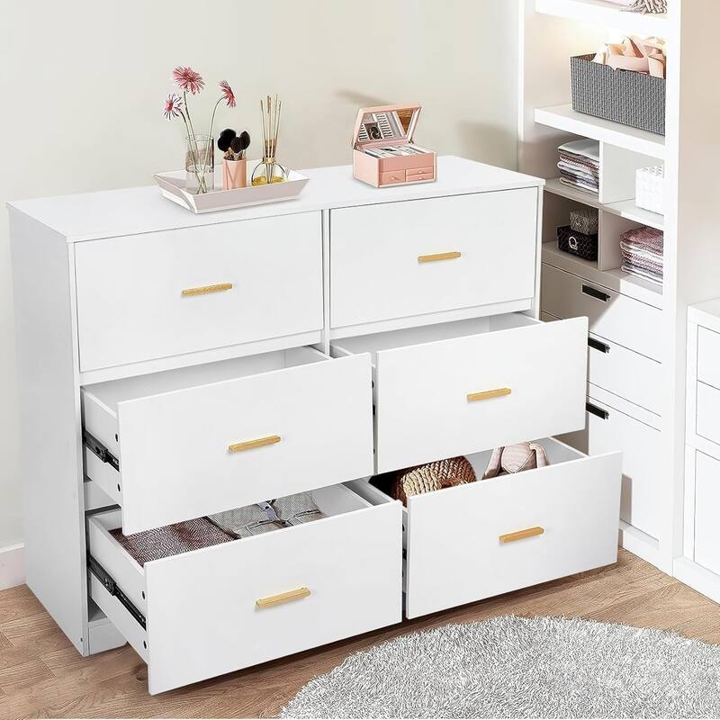 Dresser for Bedroom with 6 Drawers, Modern Closet Dressers Chest of Drawers
