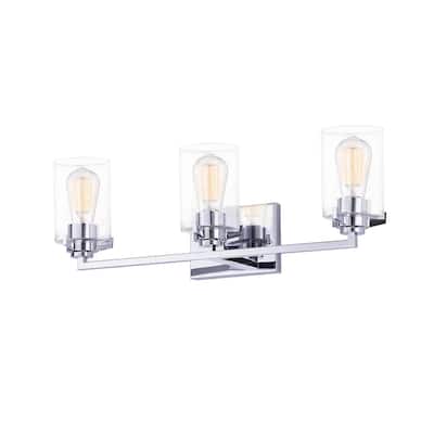 Justice Design Group Cilindro 3-Light Bath Bar - Clear Glass
