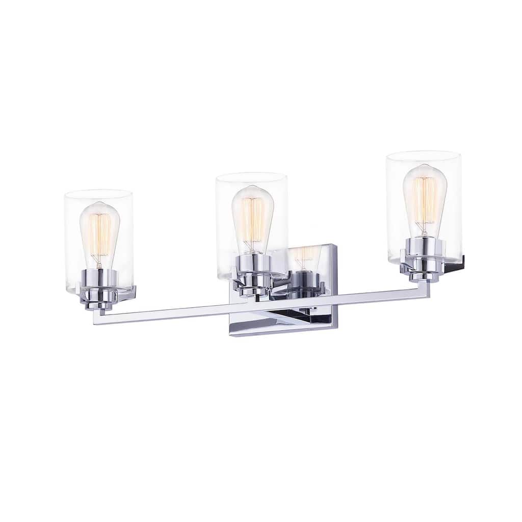 Justice Design Group Cilindro 3-Light Bath Bar - Clear Glass