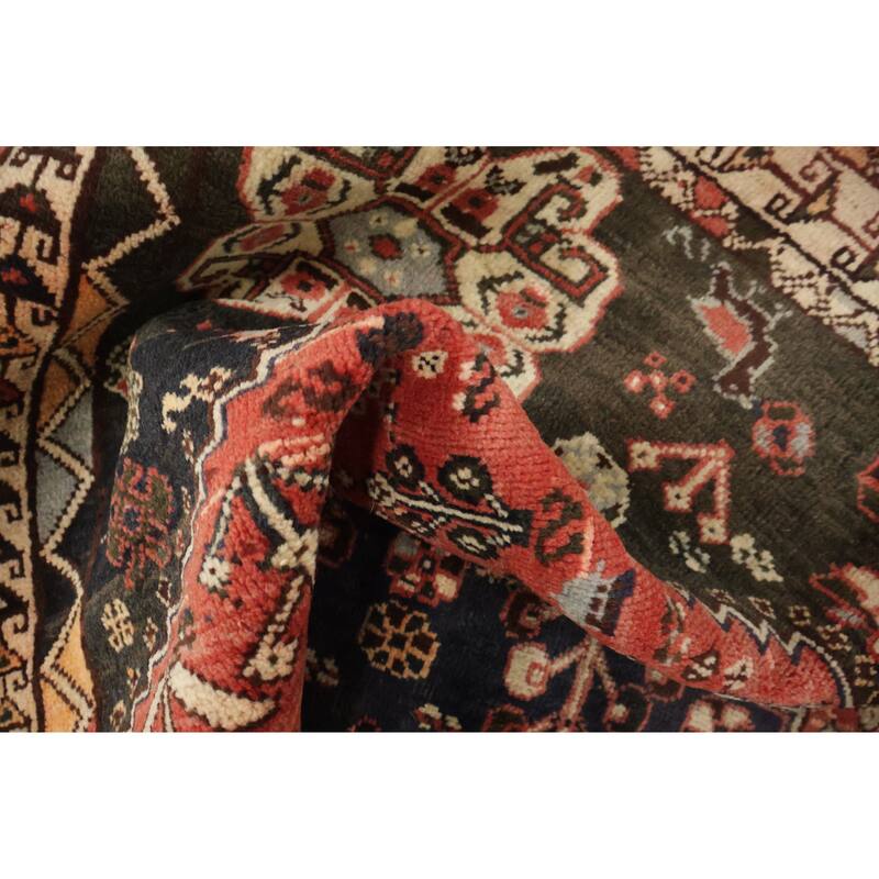 Hand Knotted Oriental 100% Wool Carpet Traditional Tribal Red Shiraz Area Rug - 7' 6'' X 4' 1''