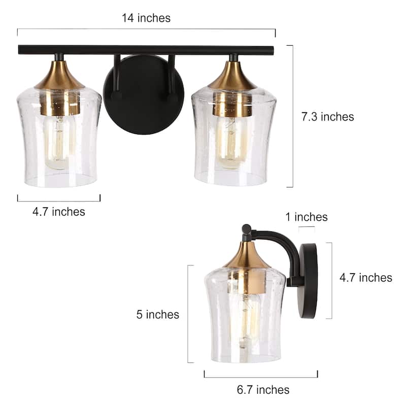 2/3/4-Light Bathroom Black Vanity Lights Modern Wall Sconce Lighting with Glass Shade