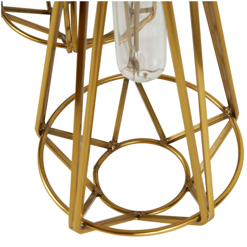 Stainless Steel Metal Geometric Test Tube Vase - Set of 2 Gold - Roche River Decor - 6"W x 6"L x 11"H