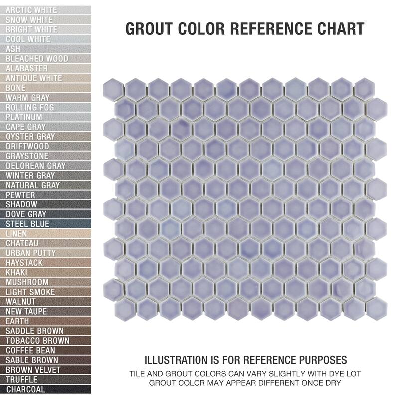 Merola Tile Hudson 1" Hex Lavender 11-7/8" x 13-1/4" Porcelain Mosaic Floor and Wall Tile