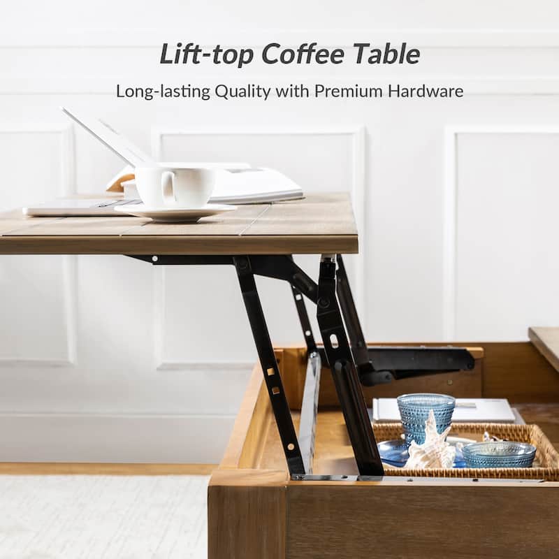 Gaston Traditional Rectangular Coffee Table with Storage Shelf by HULALA HOME