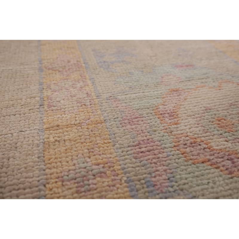 Vegetable Dye Oushak Area Rug Handmade Beige Turkish Wool Carpet - 8'2" x 9'11"