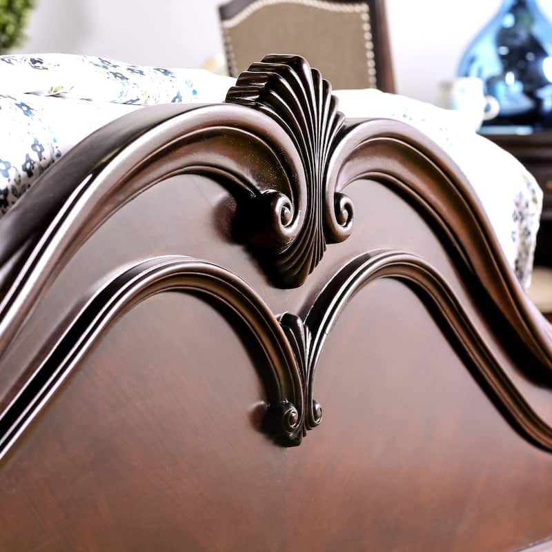 Furniture of America Diva Cherry Solid Wood Four Poster Bed