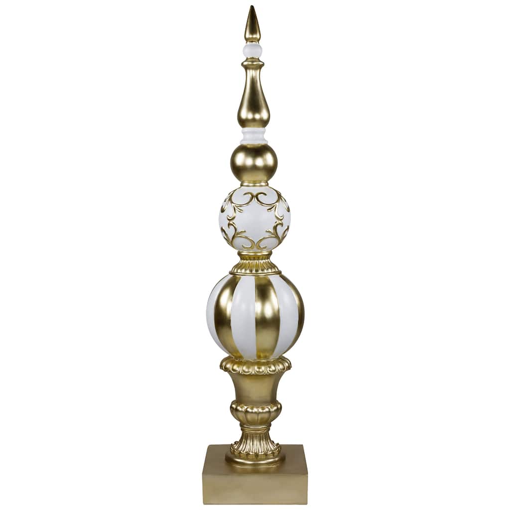 Ball Finial Commercial Size Christmas Decoration 48" - Gold and White