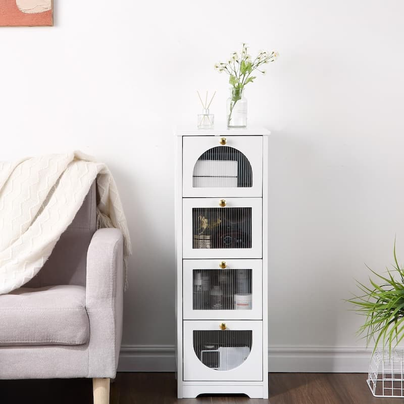 Bathroom Floor Cabinet, Freestanding Small Bathroom Storage Cabinet with 4 Drawers