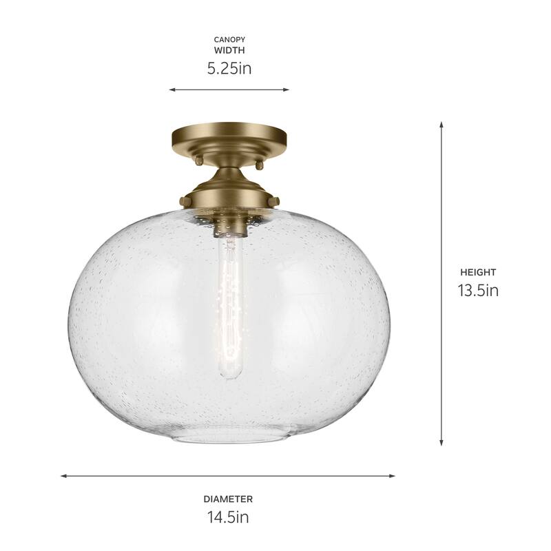 Kichler Lighting Avery 14.5 in. 1-Light Semi-Flush Mount Light