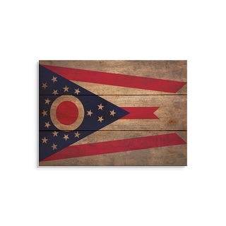 Ohio State Flag on Wood - Indoor and Outdoor Safe Wall Decor - Bed Bath