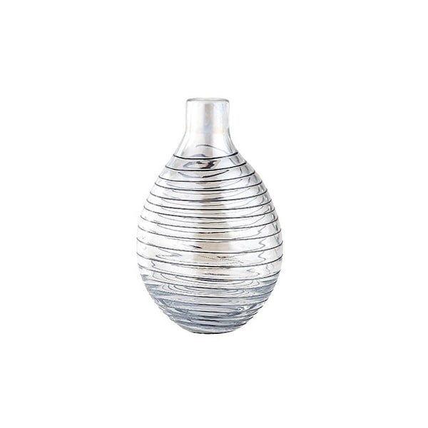 10" Clear Glass with Spiral Design Flower Vase - N/A