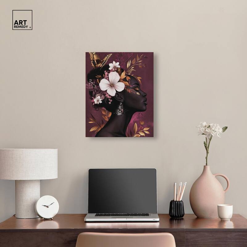 She Blooms in Darkness I Canvas by Art Remedy, Gallery Wrapped