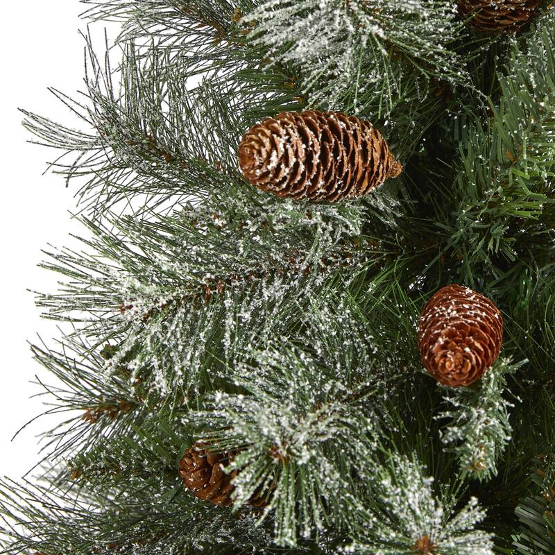 3' Snowed French Alps Mountain Pine Artificial Christmas Tree with 135 Bendable Branches and Pine Cones