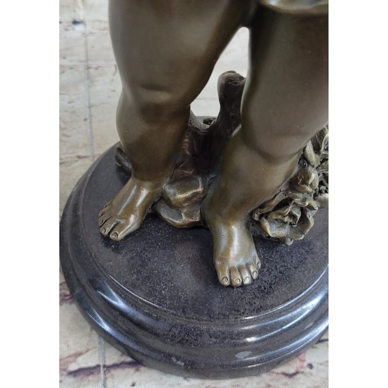 Cherub Cherubim Boy Bronze Statue Sculpture Figure Decor 13.5 Inches X 6 Inches