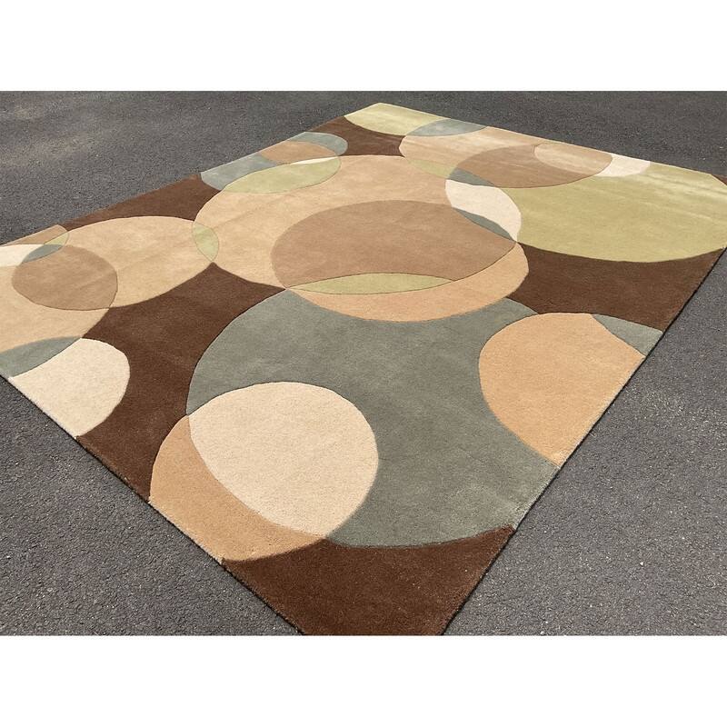 HERAT ORIENTAL Handmade Tibetan Modern Circles Wool Rug (4x6)(5x8)(8x10)