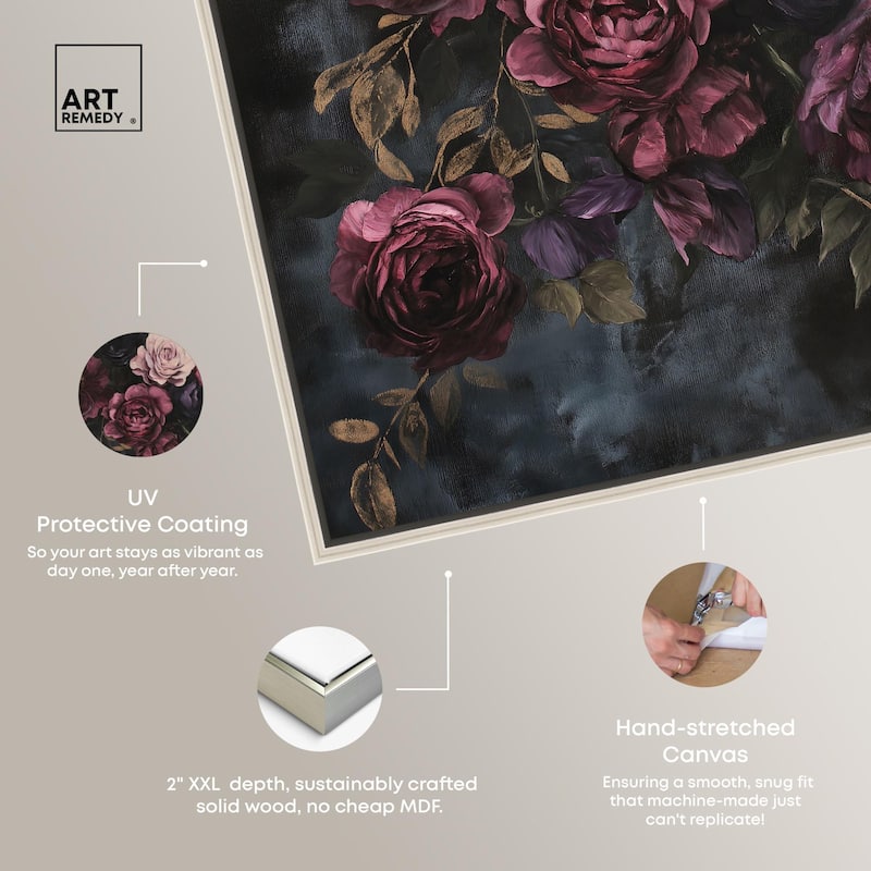 Vintage Dark Roses Canvas by Art Remedy