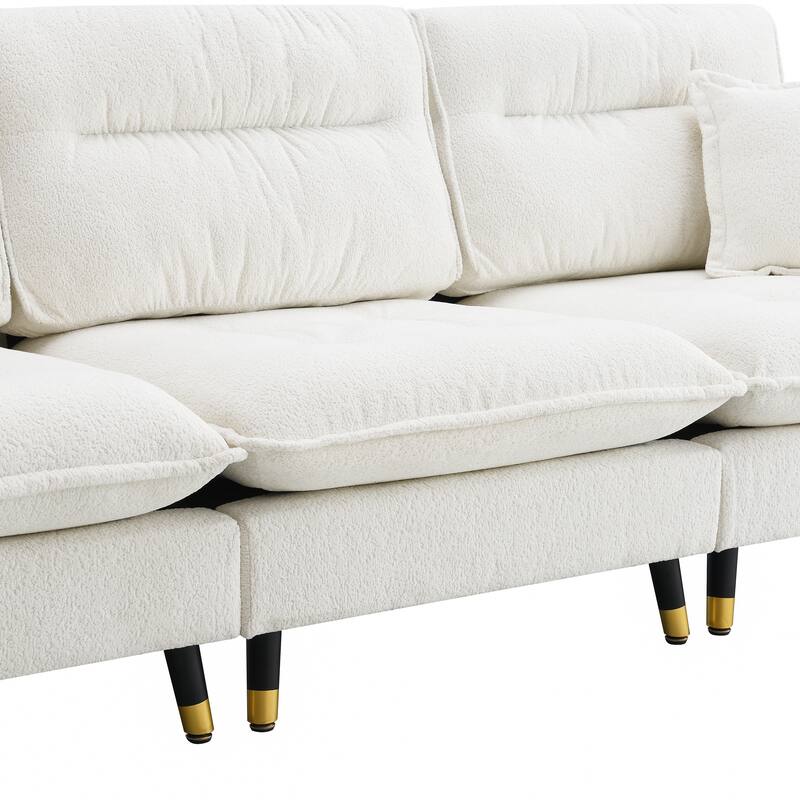 106" L-Shaped 4 Seater Convertible Sectional Sofa with Movable Ottoman, Adjustable Two-Tone Legs for Living Room