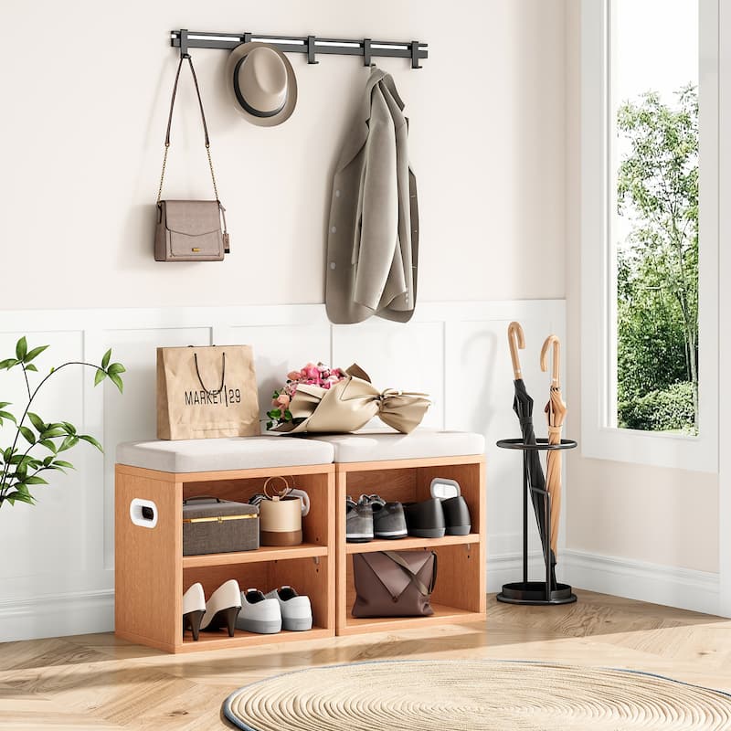 Small Shoe Bench for Entryway with Cushion Shoe Bench with Storage and Seating, Seat Entryway Shoe Rack, Entryway