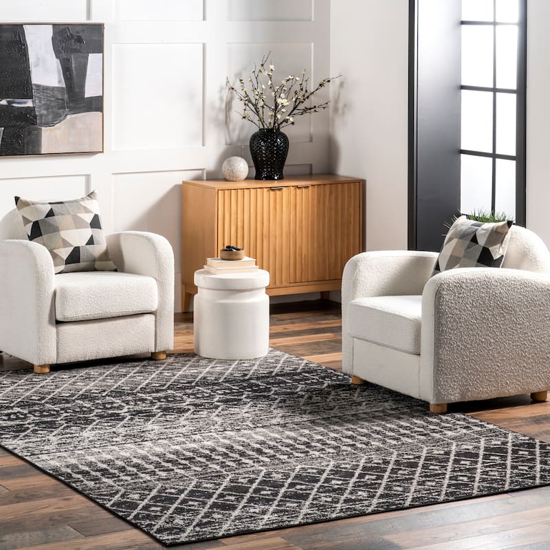 Nuloom Emmy Moroccan Trellis Area Rug - 8' x 10' - Black