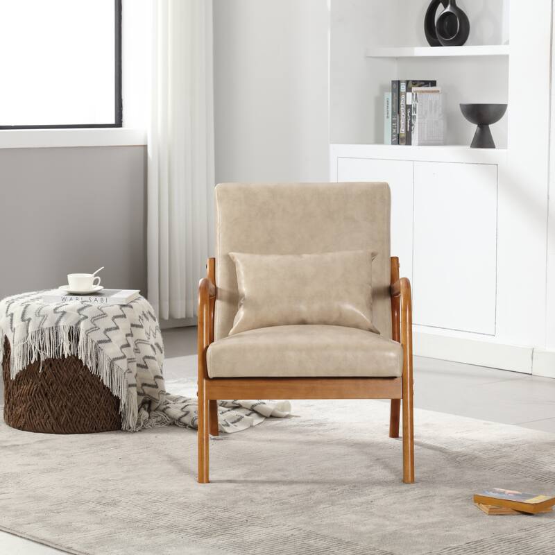 Khaki Modern 23.2" Accent Chair with Pillow