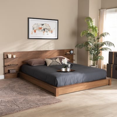 Elina Modern and Contemporary Platform Storage Bed with Shelves