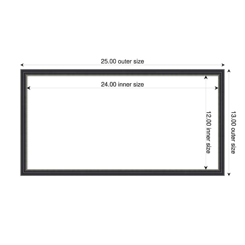 Amanti Art Stylish Black Narrow Framed Dry Erase Magnetic Board - 25 x 13 in