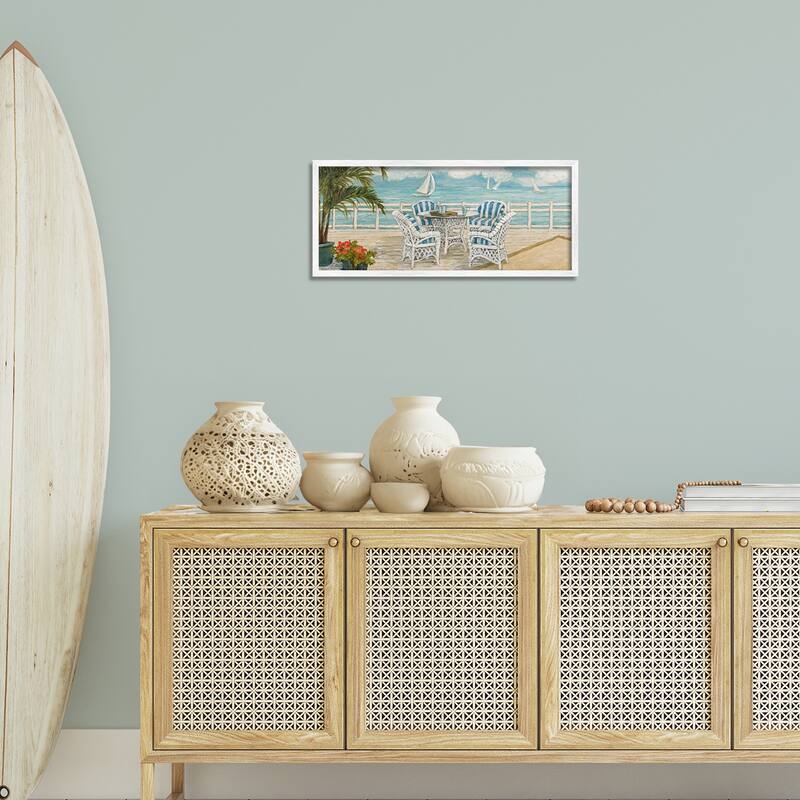 Stupell Summer Beach View Deck Framed Giclee Art Design By Charlene Olson