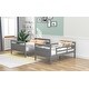 preview thumbnail 5 of 8, Gray Twin over Full Bunk Bed with X-Shaped Pattern Headboard Footboard&Ladder&Guardrail, 78.7''L*55.9''W*62.3''H, 134LBS