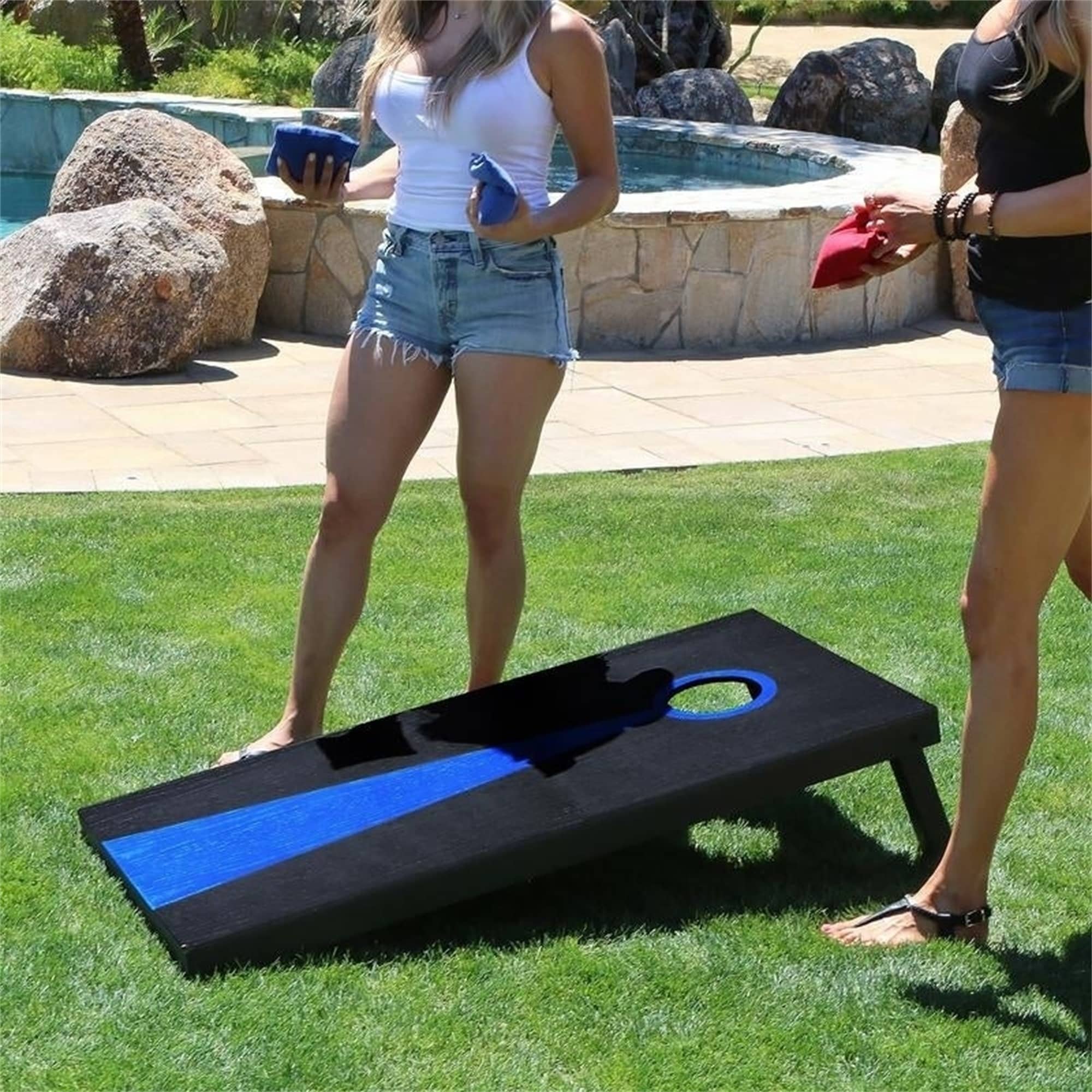 Outdoor Lawn Bean Bag Toss Game Board Set  of 1 Board 6 Beanbags Portable