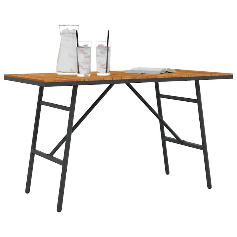 vidaXL Dining Table - Black, 43.3x21.7x24.4 in, Made from Solid Acacia Wood - 43.3 x 21.7 x 24.4 in