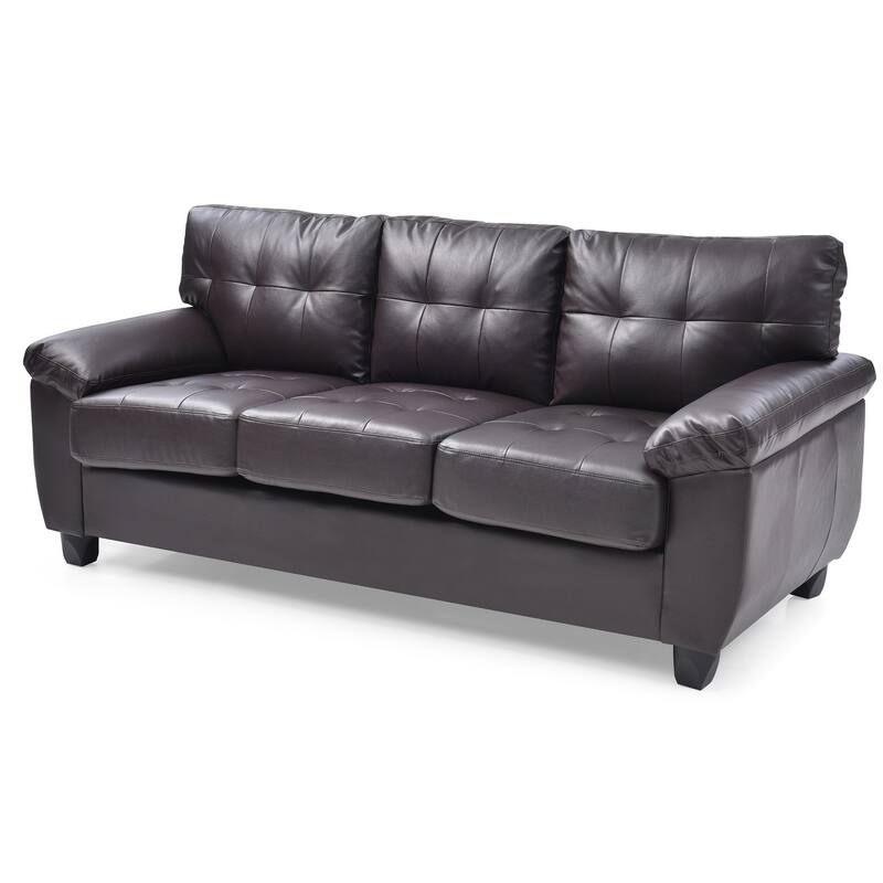 Flared Arm Faux Leather Tufted Straight Sofa - 78" - Brown