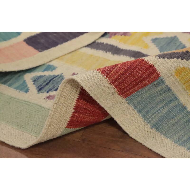 Hand Woven Oriental 100% Wool Carpet Southwestern Tribal Multi-Colored Kilim Area Rug - 6' 2'' X 4' 5''