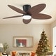 preview thumbnail 1 of 26, 42 Inches Flush Mount Ceiling Fan with Light and Palm Leaf ,3CCT Dimmable LED Integrated,for Indoor and Outdoor - 42 Inches