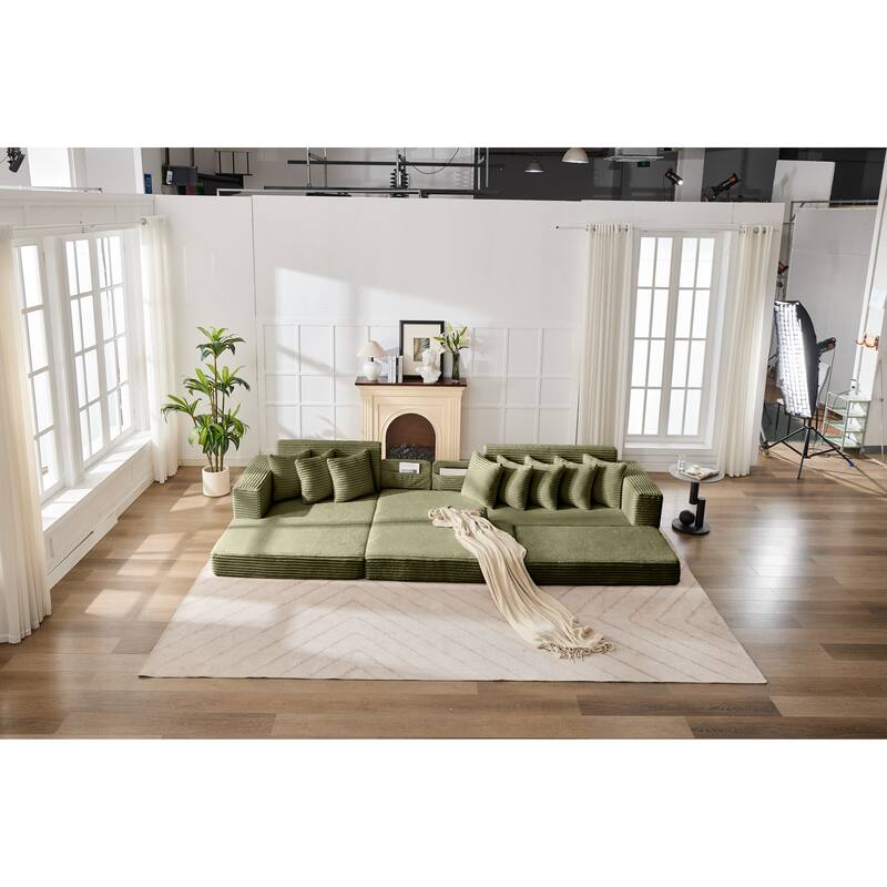 Convertible Corduroy Sofa Bed, Foldable Floor Couch, Space-Saving Sleeper Mattress Sofa, Multi-Functional Folding Bed