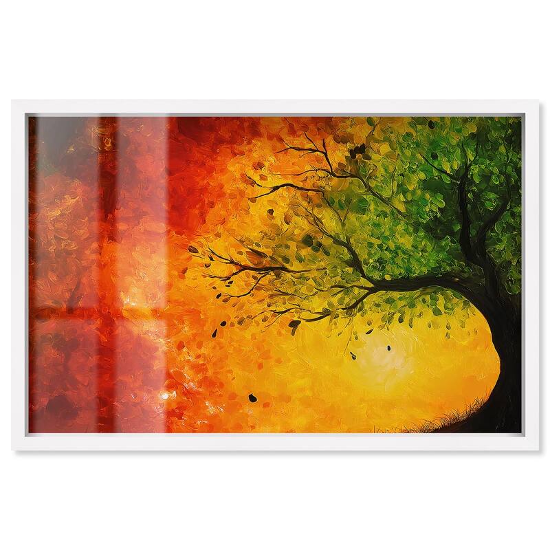 Fire and Ice Tree I Shadowbox by Art Remedy - White - 24" x 16"