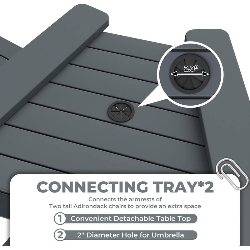 Set of 2 Outdoor Tall Adirondack Chairs Barstools for Deck, Balcony, Backyard, Patio Bar