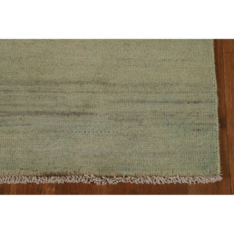 Green Gabbeh Modern Foyer Rug Handmade Wool Carpet - 2'7"x 3'11"