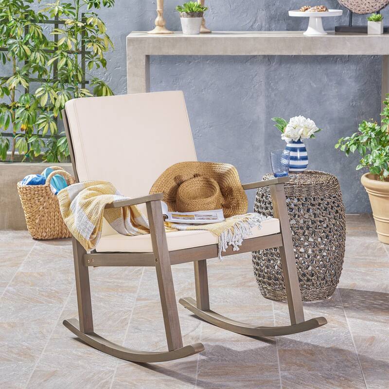 Candel Outdoor Acacia Wood Rocking Chair by Christopher Knight Home