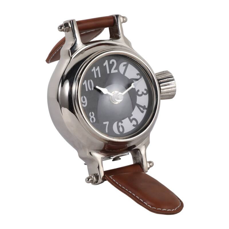 Aluminum Faux Leather Clock Modern Accents Featuring Sleek Design