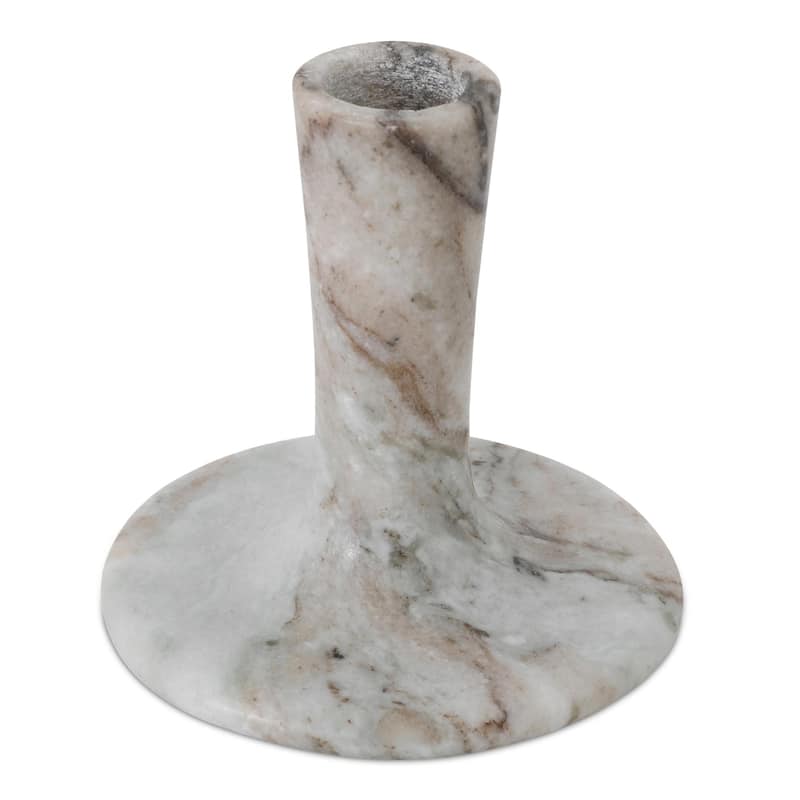 NADAAL STUDIOS Ira, Tall Candle Holder Solid Marble, Black Vein