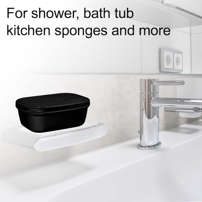 Soap Dish Keep Soap Dry Soap Cleaning Storage for Home Bathroom Kitchen - Black