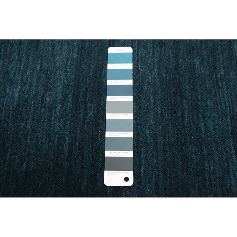 ECARPETGALLERY Hand Loomed Indo Gabbeh Dark Teal Wool Rug - 8'2 x 9'10